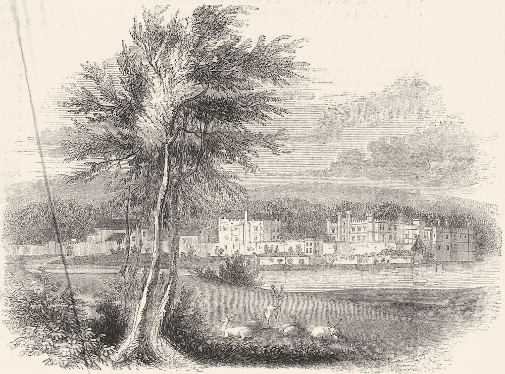 KENT. Leeds Castle, Kent 1845 old antique vintage print picture